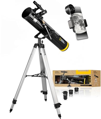 National Geographic Teleskop Reflektor Spiegelteleskop 76/700 AZ mit Stativ und Zubehör zum einfachen Start in die Welt der Astronomie