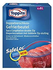 6 bolsas Toppits con cierre hermético de 8 litros máximo