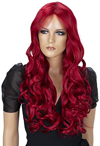 CAISHA 80cm Perücke Wig Cosplay Halloween Voluminös Intensivrot FS836c