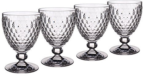 Villeroy & Boch 11-7299-0020 Boston - Bicchiere da vino rosso, realizzato in vetro di cristallo resistente e di alta qualità con motivo sfaccettato, trasparente, 18,5 x 18,5 x 13 cm, 4 unità