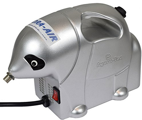 Agora-Tec® AT- Airbrush Compressor AT-AC-01, Kompressor für Airbrushanwendungen im Elefanten-Style mit 2,8 bar und 13l/min, inkl. Pistolenhalterung