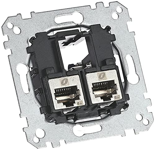 Schneider Electric Merten Tragplatte mit Anschlußmodul Actassi RJ45 Cat6A STP, 2 Ausgänge, Unterputz, Artikelnummer MEG4576-0022