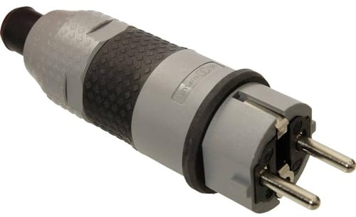 as - Schwabe SCHUKOultra Pro Stecker, extrem robust, griffig, doppelter Schutzkontakt, für Baustellen, für Leitungen max. 3x2,5mm², 230V, 16A, grau/schwarz, IP54, 62232