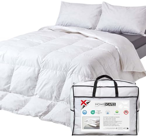 HOMESCAPES Lot de 2 Couettes 4 Saisons 260x220 cm, Couettes Naturelles en Plumes et Duvet d’oie 4.5 + 9.5 Tog