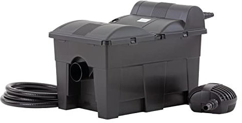 OASE 50451 Durchlauffilter BioSmart Set 14000 geeignet für Teiche bis 14 m³, Filtersystem, Filterkomplettset inkl Filtermaterial, Teichpumpe und UVC Klärer