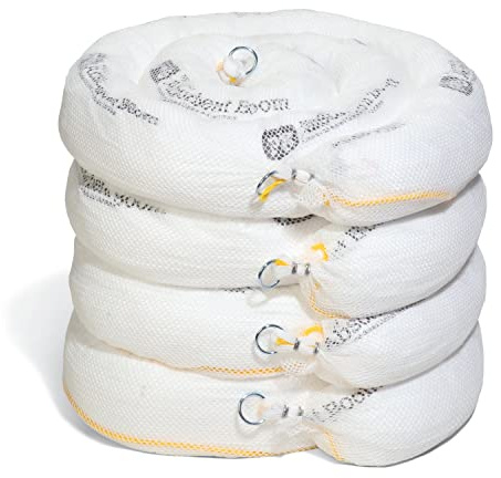 PIG Oil Boom - Oil-Only Absorbent Boom - 4 Pack - 5 x 10' Boom - Absorbs up to 6 gallons per Boom - BOM405