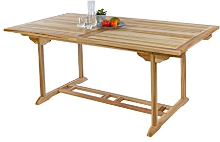 SAM Gartentisch Caracas, Ausziehtisch aus Teak-Holz, massiver Holztisch bis 200 cm Länge für Balkon, Terrasse oder Garten, 100 x 200 cm