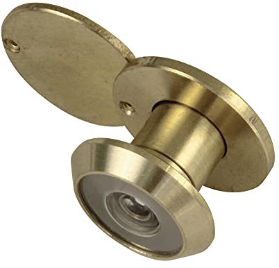 Amig - Viewer with Super Angle Lens for Interior and Exterior Doors | Viewer with Privacy Cover | Brass | Gold Colour | Measurements: Diameter 14 mm | Door Thickness 15-25 mm