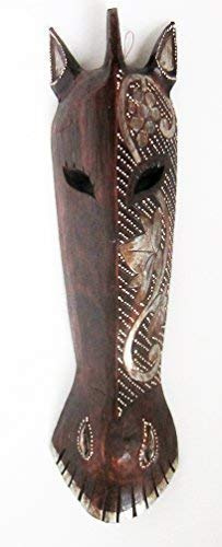 Madera Máscara Bali Lombok Aborigen, Diseño 52cm CABALLO Cabeza