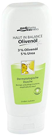 Haut in Balance Olivenöl Dermatologische Dusche | Für trockene und empfindliche Haut | Lindert Juckreiz | Von medipharma cosmetics | 200 ml