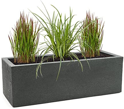 Pflanzwerk® Pflanzkübel TUB Anthrazit 27x80x30cm XXL – Rechteckig – Großer Kunststoff Garten Blumenkübel für außen und innen - Frostsicher - UV-Schutz - 2 Jahre Garantie
