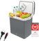 TZS First Austria - Frigorifero portatile 32L elettrico 12V 230V presa per auto e standard - Frigo termoelettrico raffredda e riscalda - Coolbox con manico - Per campeggio, festival, viaggi - Grigio
