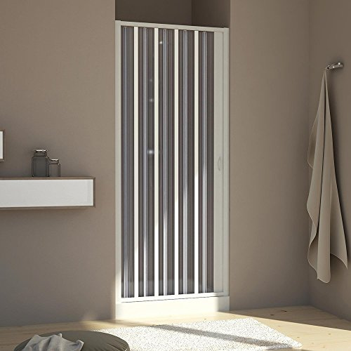 Forte BR121001 Cabine de douche avec porte escamotable, réversible, blanc, 80 x 100 x 185 cm (h)