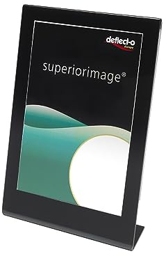 Deflecto Porte-signature incliné A5 portrait noir – Cadre incliné, support plastique pour menus et affiches – Porte-dépliants