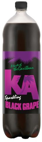 KA Caribbean Sparkling Black Grape Soda Flavoured Drink, Authentic Jamaican Recipes - 1 x 2L Bottle