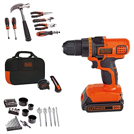 BLACK+DECKER 20V MAX 68-Piece Cordless Drill and Home Tool Project Kit with Tool Storage Bag (LDX120PK)
