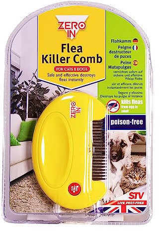 Zero In Flea Killer Comb. Poison-Free, Electric Flea and Tick Comb Treatment for Use on Cats, Dogs and Pets with Fur