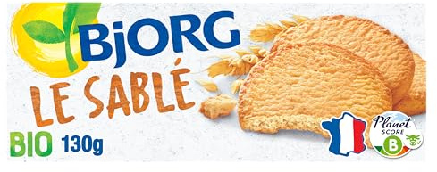 BJORG - Biscuit Sablé - Blé Complet - Bio - 130 g | Biscuit Goûter - Source de Fibres - Sans Huile de Palme