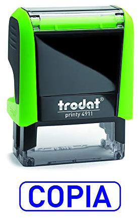 Trodat 4911 Printy Sello Fórmula Comercial con Texto Español COPIA, entintaje automático, Tamaño de la Placa de Texto 37 x 14 mm, Azul
