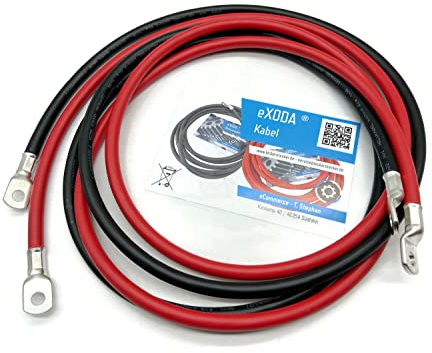 Exoda Batteriekabel Set 35 mm² 200 cm M8 für Auto Boot Motorrad Lkw 118A