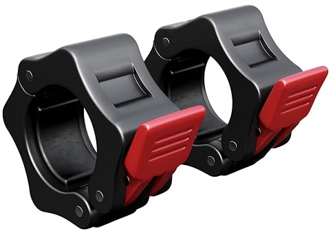 GORILLA SPORTS® Hantelverschlüsse 30/31 mm, 1 Paar, mit Klicksystem | Schnellverschlüsse aus Kunststoff mit gummierter Innenseite für Lang-, Kurz- und Curlstangen, fester Halt beim Gewichtheben