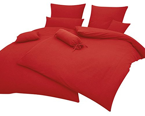 Janine UNI Mako Soft Seersucker Bettwäsche 200/220 rot