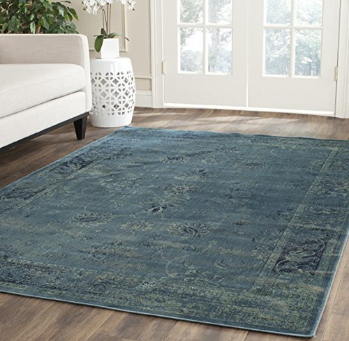 SAFAVIEH Traditionell Teppich für Wohnzimmer, Esszimmer, Schlafzimmer - Vintage Collection, Kurzer Flor, Türkis und Multi, 160 X 229 cm