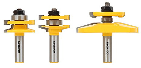 Yonico 12350 Shaker 3 Bit Raised Panel Cabinet Door Router Bit Set with Back-cutter Panel Raiser 1/2-Inch Shank