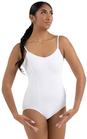 Capezio Camisole trikåer med dubbel ryggrem, snygg dans eller gymnastik trikå, skopa halsringning dans trikåer kvinnor kan bära för balett, jazz och andra dansstilar – vit, S (liten)
