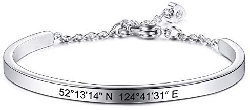 MeMeDIY Bracelet personnalisé Gravure ID d'identification De Nom Personnalisé pour Hommes Femmes Filles Bracelet en Acier Inoxydable Résistant à l'eau Réglable (4 mm Largeur, Argent Couleur)