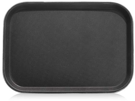 New Star Foodservice 24852 Restaurant Grade Non-Slip Tray, Plastic, Rubber Lined, Rectangular, 10-Inch x 14-Inch, Black