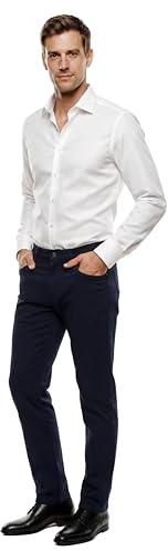 Camisa Marvelis, de manga larga, New Kent, con cuello, de color blanco 40 /M