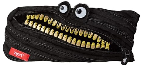 ZIPIT Grillz Federmäppchen für Kinder, Großes Mäppchen für die Schule, Monster Etui für Jungen, Federmappe Schwarz