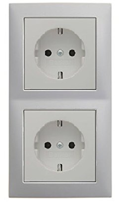 Komplett-Set Berker S.1 Abdeckrahmen, 2-fach - Polarweiß, glänzend mit 2x Steckdose Schuko -BERKER- -weiß-