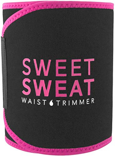 Sweet Sweat Taille Trimmer (Rosa Logo) für Damen & Herren. Inklusive gratis Probe des Sweet Sweat Workout Erweiterer. Pink.