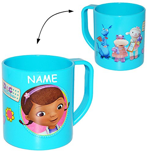 alles-meine.de GmbH Trinkbecher/Henkeltasse - Doc Mc Stuffins - incl. Name - aus Kunststoff Plastik - Tasse - Kindertasse/Kinderbecher - für Baby - Trinklerntasse/Trink..