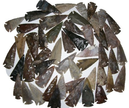 50 Pfeilspitzen 6 bis 8,5cm Steinzeit Nachbau