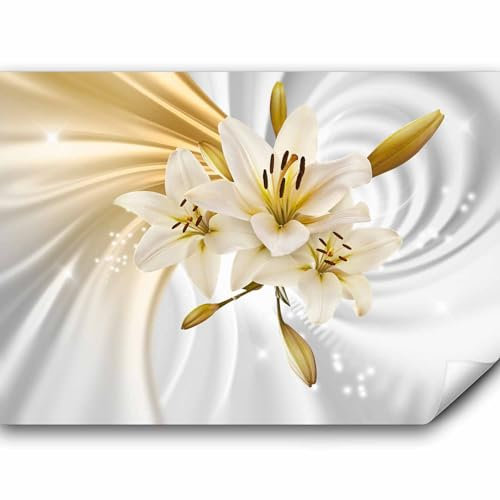 Papier peint murando panoramique nature 300x210 cm - Revêtement mural décoration salon - Design moderne - Lueur fleurs lys nature moderne plantes tourbillon jaune b-A-0317-a-b