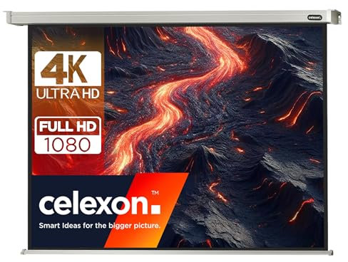 celexon Pro Écran de Projection motorisé 75 | 160x120 cm 4:3 | Écran motorisé 4K, Full-HD pour Les Projections au Bureau et en Home Cinéma | pour Montage au Plafond/au Mur | avec télécommande