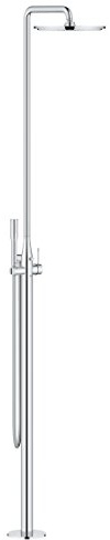 GROHE Essence - freistehendes Einhand- Duschsystem (Bodenmontage, 360° schwenkbarer Duscharm, inkl. Handbrause, Antikalk- System), chrom, 23741001