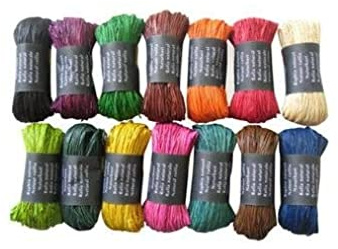 Clairefontaine, 196098C Palla in Rafia color naturale, Gruppo di diversi fili di Rafia con lunghezza 1.5 m (misura filo singolo), 50gr, Passatempi creativi, Imballo Regali, Confezione da 15 pezzi