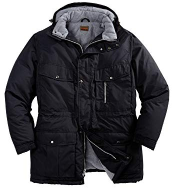 Boulder Creek by KingSize Men's Big & Tall Fleece-Lined Parka With Detachable Hood And 6 Pockets - 3XL, Black