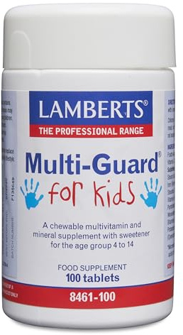 Lamberts Multi-Guard® for Kids | 100 Tabletas Masticables | Sabor Frutos del Bosque | Endulzado con Xilitol Natural | Para 4-14 años | Calidad Farmacéutica GMP