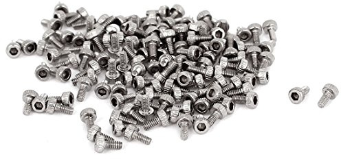 sourcing map 100Stk 4mm Lang M1,4x3mm Edelstahl Innensechskant Kopfschrauben 0,3mm Rastermaß