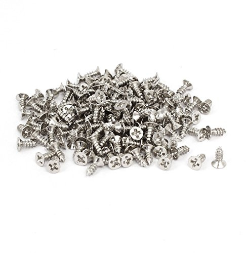 sourcing map M3x8mm Kreuzschlitz Flachkopf Selbstschneiden Silber 200 Stück | Schrauben