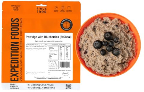 EXPEDITION FOODS Porridge with Blueberries (High Energy Serving / 800KCAL) | Freeze-Dried Camping & Hiking Food