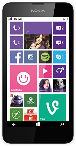Nokia Lumia 630 Dual-SIM Smartphone (11,4 cm (4,5 Zoll) Touchscreen, 5 Megapixel Kamera, HD-Ready Video, Snapdragon 400, 1,2GHz Quad-Core, Windows Phone 8.1) weiß