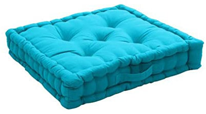 Cuscino da pavimento imbottito, 50 x 50 cm, 100 % cotone, Cotone, Turquoise, 50 x 50 cm