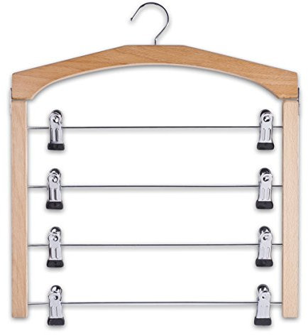 Zeller 17118 Mehrfach-Rockbügel, Buche/Metall verchromt, ca. 39 x 43 cm, Hellbraun, 1 - Pack
