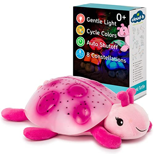 Cloud b Beruhigendes Nachtlicht Sternenprojektor | Sternenhimmel Projektor Kinder mit 3 Farben & 8 Sternbildern | Einschlafhilfe mit Auto-Off 45 Min | Ladybug Marienkäfer Pink